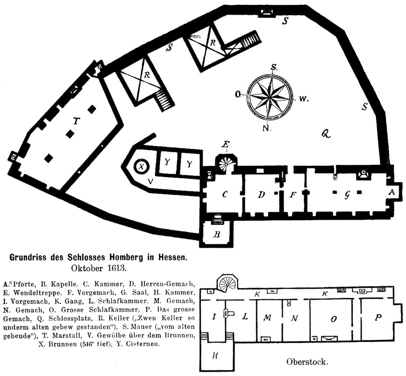 Grundrissplan von Schloss Hohenburg in Homberg/Efze