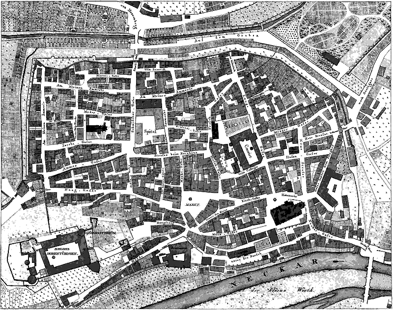 Grundriss: Tübingen im Jahre 1819