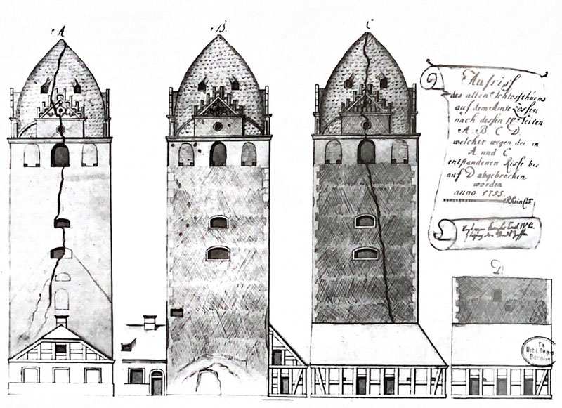 Burgturm. Darstellung anlässlich es Abrisses 1755.