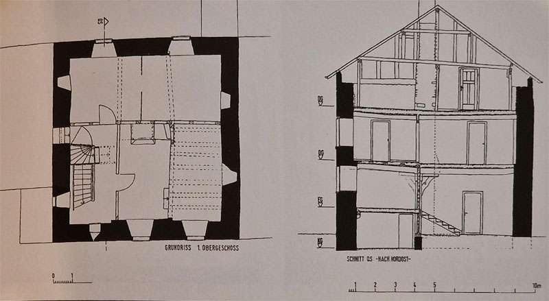 Grundriss und Querschnitt der Burg Adenau.