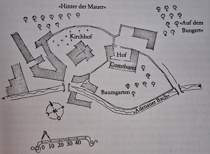 Lageplan des Zustands um 1750.