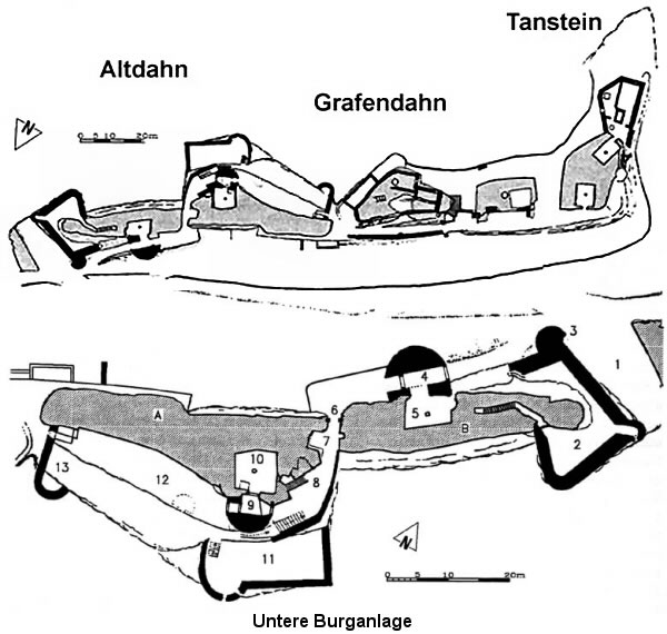 Grundriss Burg Altdahn-Untere Burganlage