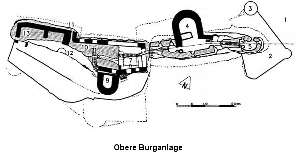 Grundriss Burg Altdahn-Obere Burganlage