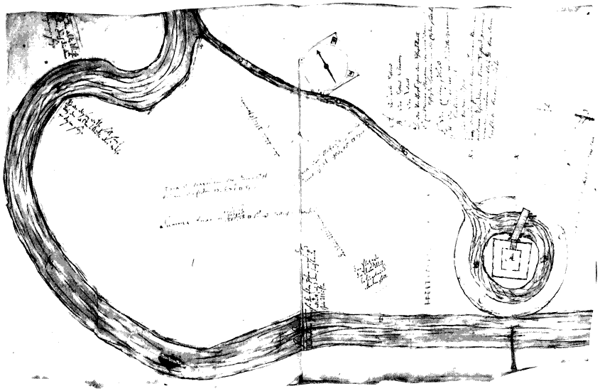 Grundriss Burg Ammendorf, Plan der Burg um 1800