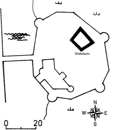 Grundriss Wasserburg Schloss Heusenstammm