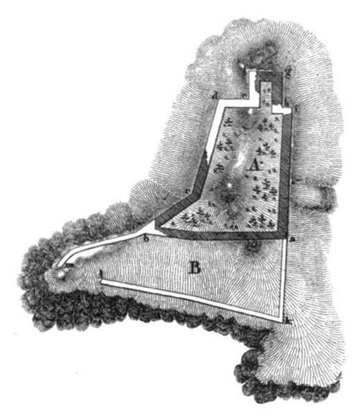 Lageplan der Burg nach Adolph von Schaden, 1832.