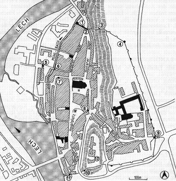 Grundriss Stadtbefestigung Landsberg am Lech