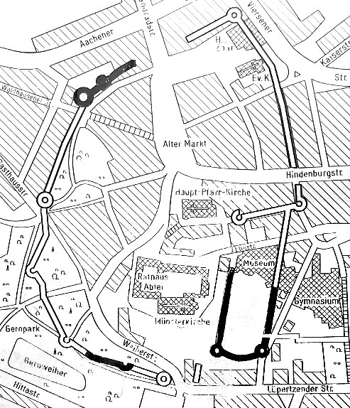 Lageplan Stadtmauer Mönchengladbach.