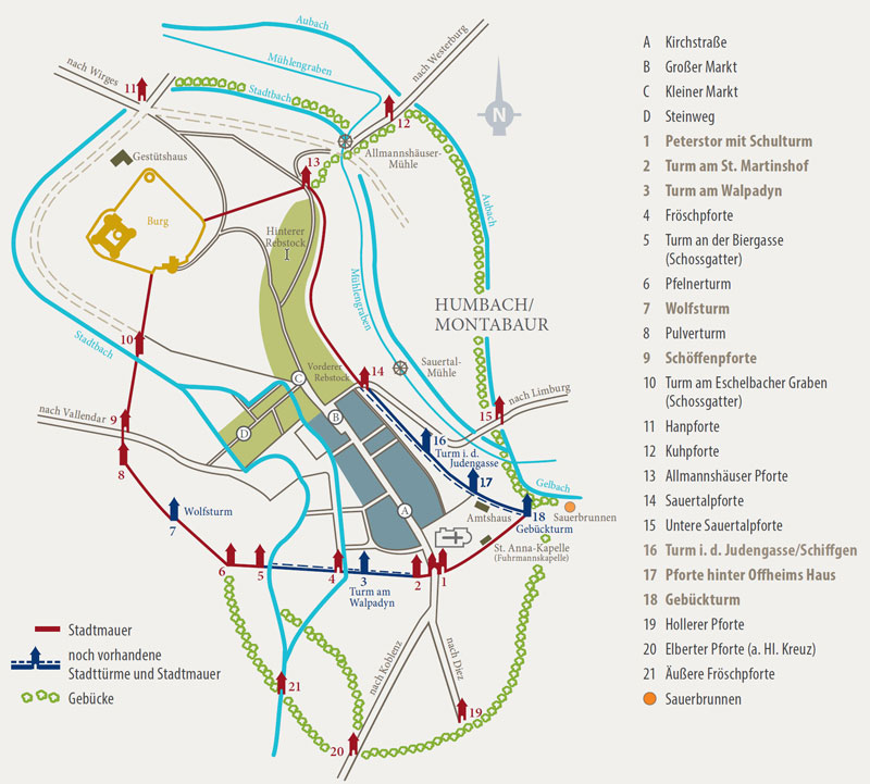 Historischer Stadtplan im späten 18. Jahrhundert (Kurtrierischer Zeit)