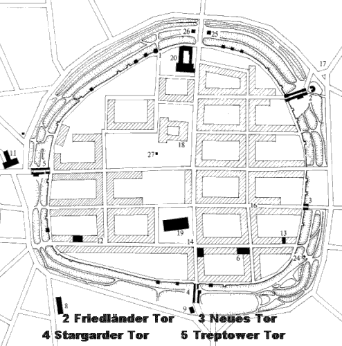 Grundriss Stadtbefestigung Neubrandenburg