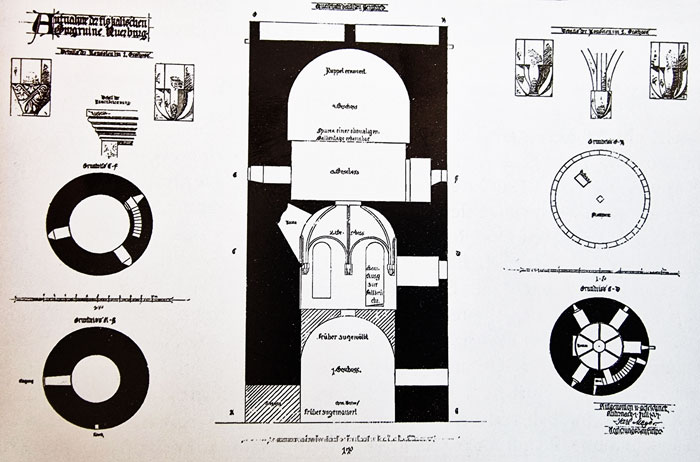 Nürburg Wohnturm. Schnitt, Grundrisse und Details (Karl Meyer, 1901).