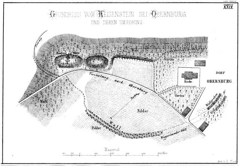 Lageplan der Obernburg bei Itter.