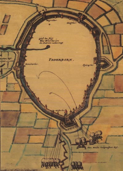 Lageplan der Stadt Paderborn aus dem 17. Jh.