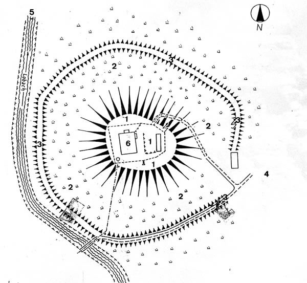 Lageplan, basierend auf einer Karte von 1830.