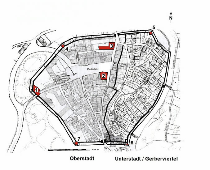 Grundriss Stadtbefestigung Weinheim