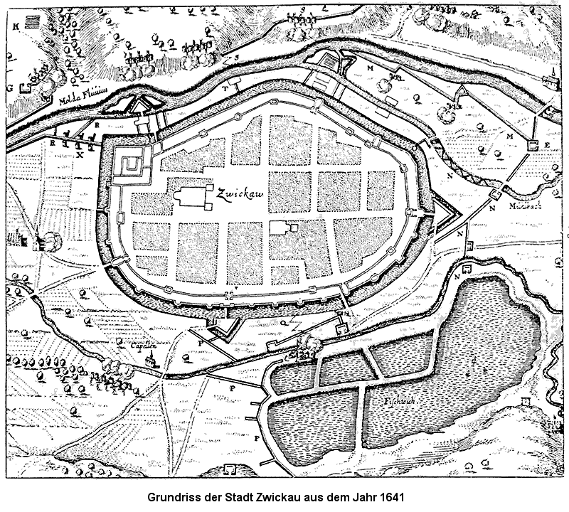 Grundriss Stadtbefestigung Zwickau