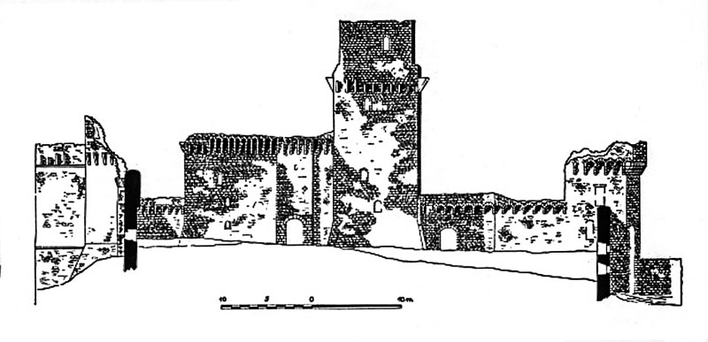 Querschnitt der Hauptburg von Süden