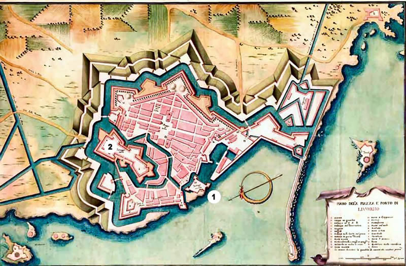 Grundriss Grundriss Livorno im 18. Jh.