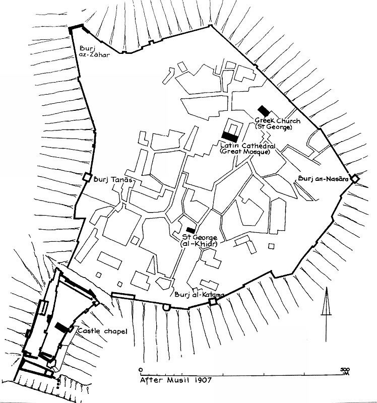 Grundriss Stadtbefestigung Kerak