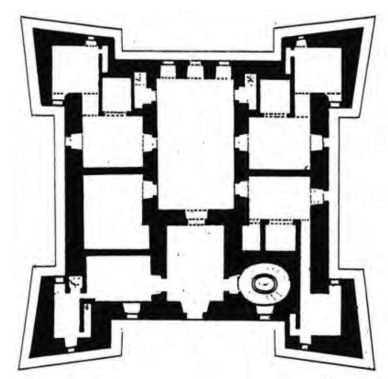 Aufriss und Grundriss, Zeichnung von Dr. Stephen C. Spiteri (aus: © Spiteri 1994).