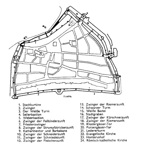 Grundriss Stadtbefestigung Kronstadt