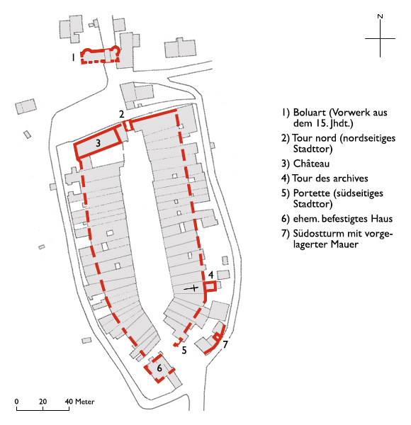 Grundriss Stadtbefestigung Le Landeron