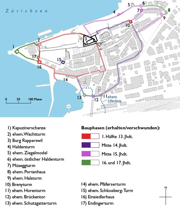 Grundriss Stadtbefestigung Rapperswil