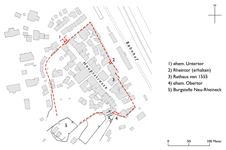 Grundriss Stadtbefestigung Rheineck