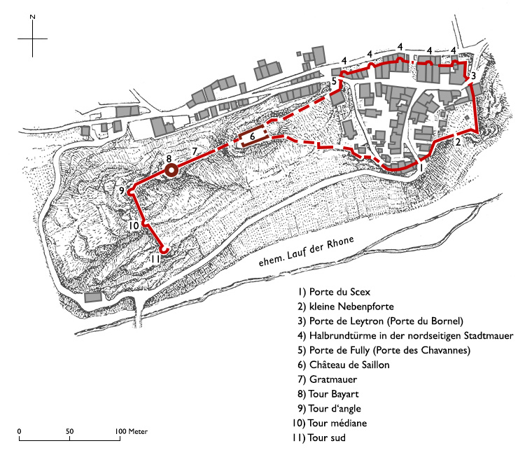 Grundriss Stadtbefestigung Saillon