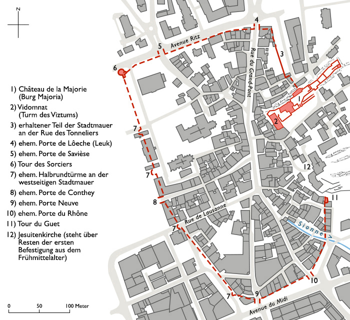 Grundriss Sion (Stadtbefestigung)