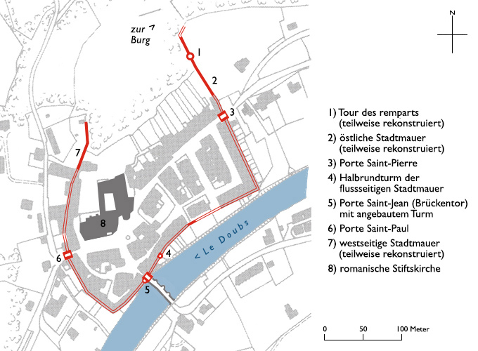 Grundriss Stadtbefestigung Saint-Ursanne