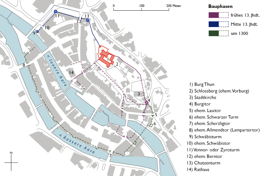 Grundriss Stadtbefestigung Thun