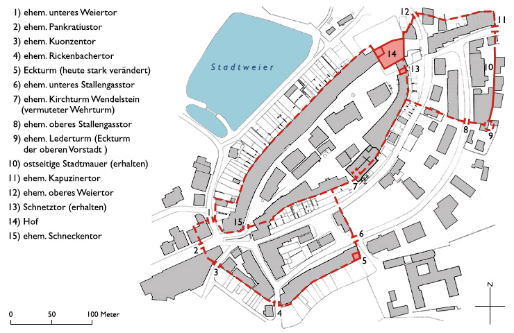 Grundriss Stadtbefestigung Wil