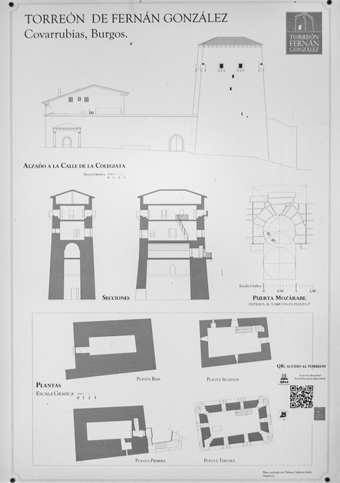 Der Turm von Fernán González hat einen rechteckigen Grundriss mit einer Grundfläche von 10 x 14 Metern, der sich nach oben hin verjüngt. Seine Höhe erreicht 22 Meter. Das Bauwerk verfügt über Mauern, die an der Basis etwa 3 Meter dick sind und sich nach oben hin auf etwa 2 Meter verjüngen und aus großen, unregelmäßigen Steinen an der Basis und sauber gearbeiteten Quadern im oberen Bereich bestehen.

Besonderes Merkmal des Turms ist der Eingang auf halber Höhe an der Südseite des Gebäudes, Richtung Rio Arlanza. Ursprünglich war der Turm nur über eine Holztreppe zugänglich, die im Gefahrenfall zurückgezogen wurde, was ihn nahezu uneinnehmbar machte.

Das Innere des Turms ist in vier Stockwerke unterteilt, die durch Holzdecken voneinander getrennt sind. Das Erdgeschoss diente vermutlich als Lagerraum oder Gefängnis und ist durch eine hölzerne Falltür vom Rest des Turms getrennt. Der Zugang zum ersten Stock erfolgt durch eine mozarabische Hufeisentür. Dort befindet sich ein rechteckiger Raum mit einem kleinen Fenster, der möglicherweise als Wachturm oder Wachraum genutzt wurde. Die oberen Stockwerke sind offener und verfügen über Schießscharten in den Mauern.