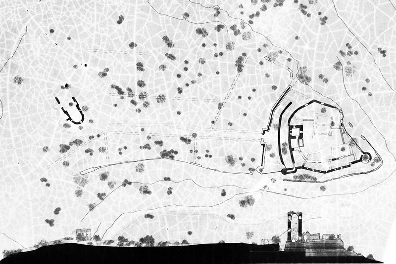 Das Dorf erstreckte sich nach bisherigen Erkenntniss einst über die gesamte Fläche des Plateaus südlich der Burg.
