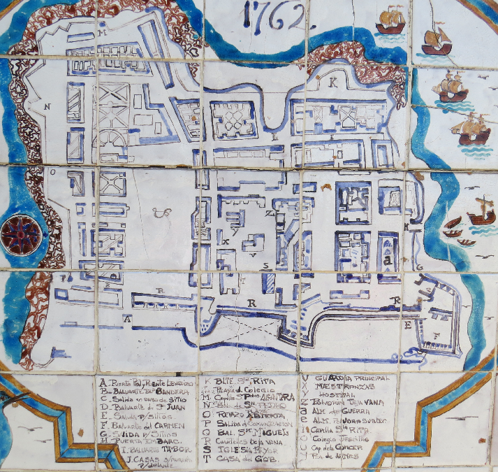 Plan der Stadt Colonia del Sacramento im Jahre 1762